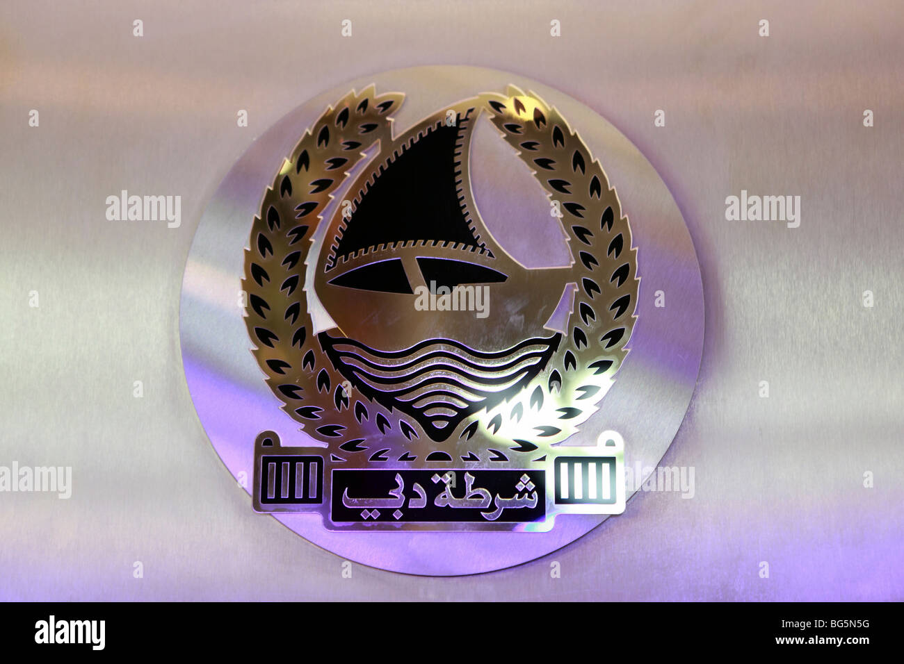 Le logo de la police de Dubaï, Émirats Arabes Unis Banque D'Images