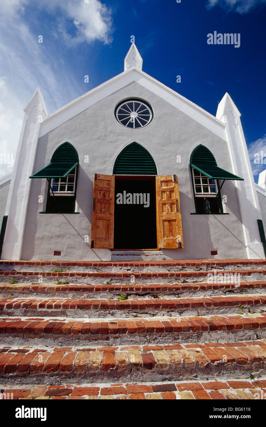 Portrait d'une chapelle, St Peter's Anglican Church, St George, Bermudes Banque D'Images