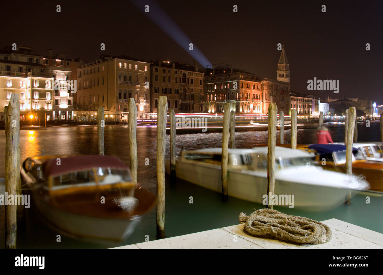 Venise - canal grande en nuit Banque D'Images
