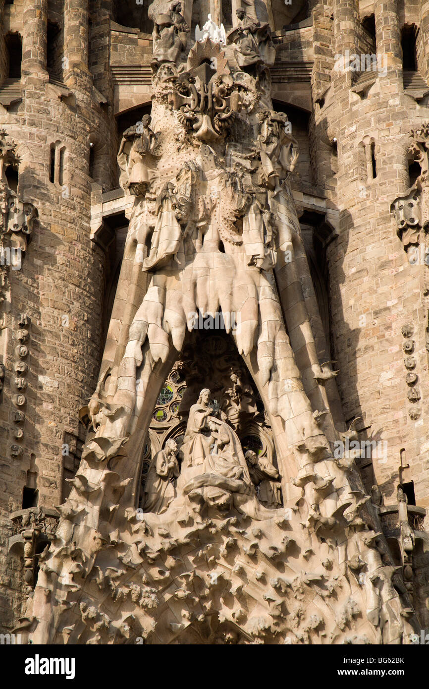 Barcelone - Détail de la façade Sagrada Gamilia de Antonio Gaudi Banque D'Images