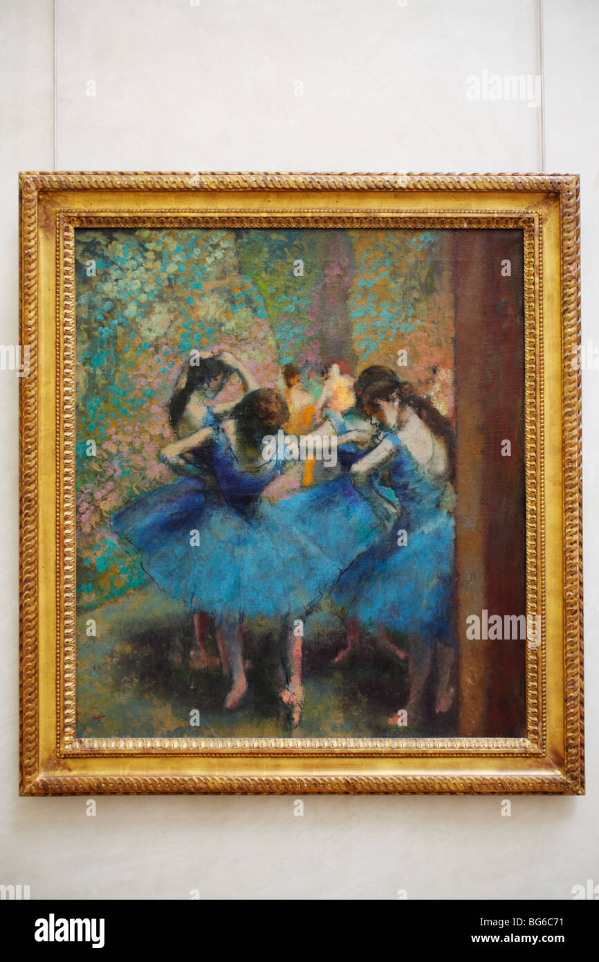 Danseurs bleu par Edgar Degas, Musée d'Orsay, Paris, France Banque D'Images