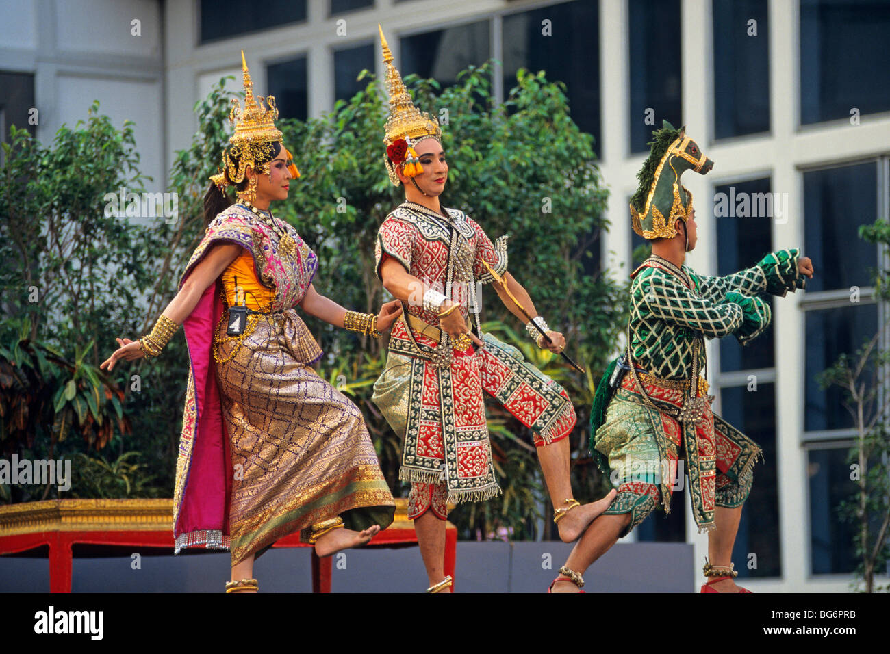 Performance théâtre thaïlandais, Bangkok, Thaïlande Banque D'Images