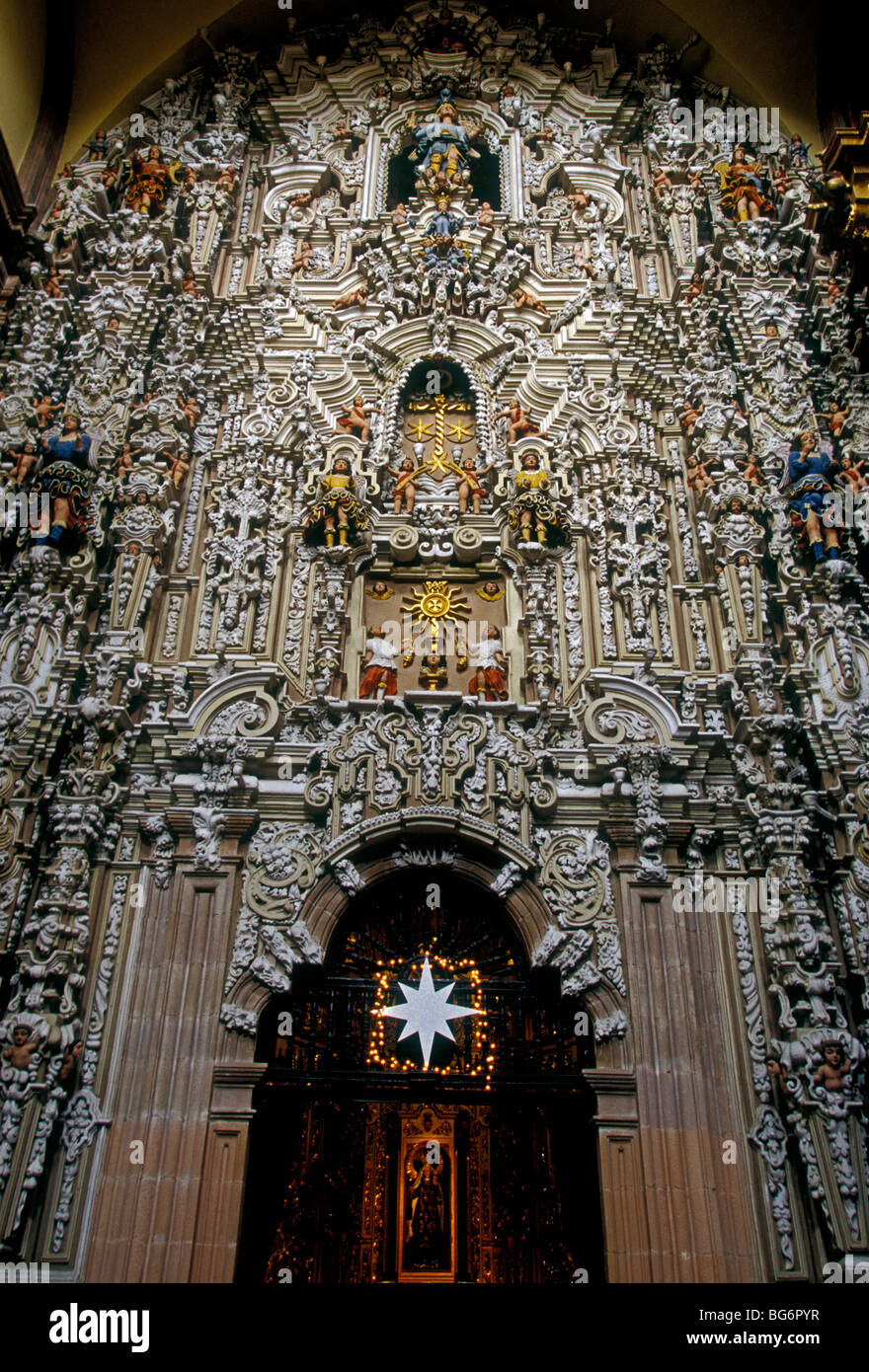 Retablo, el carmen Church, église catholique romaine, l'église catholique, le catholicisme romain, san luis potosi, San Luis Potosi, Mexique de l'état Banque D'Images