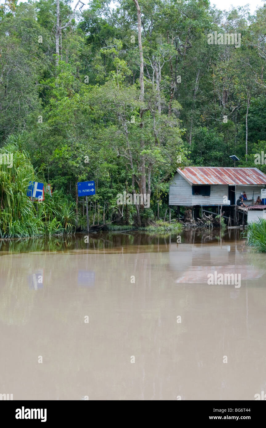 River in Borneo montrant la pollution causée par l'exploitation minière Banque D'Images