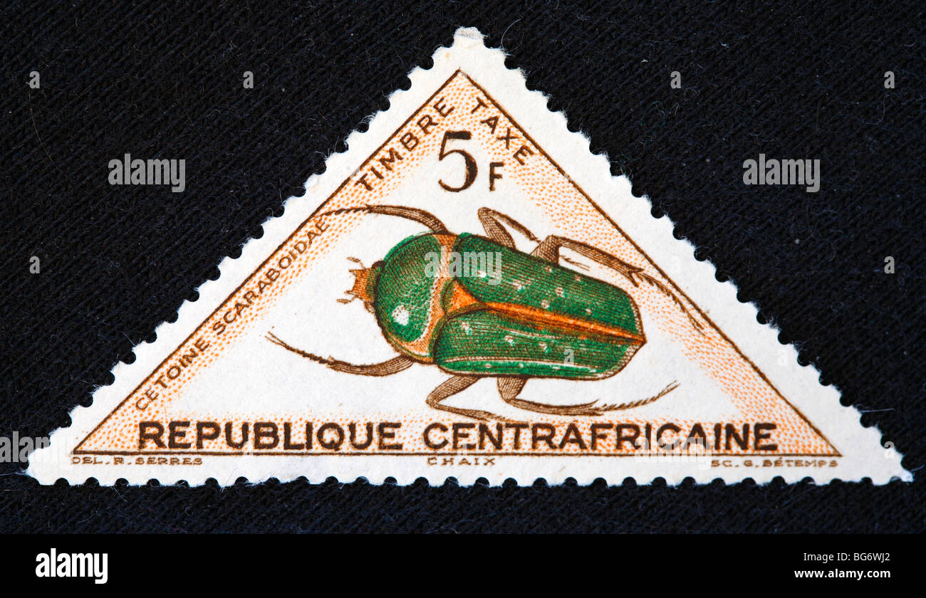 Scaraboidae Cetoine, timbre-poste, République centrafricaine Banque D'Images