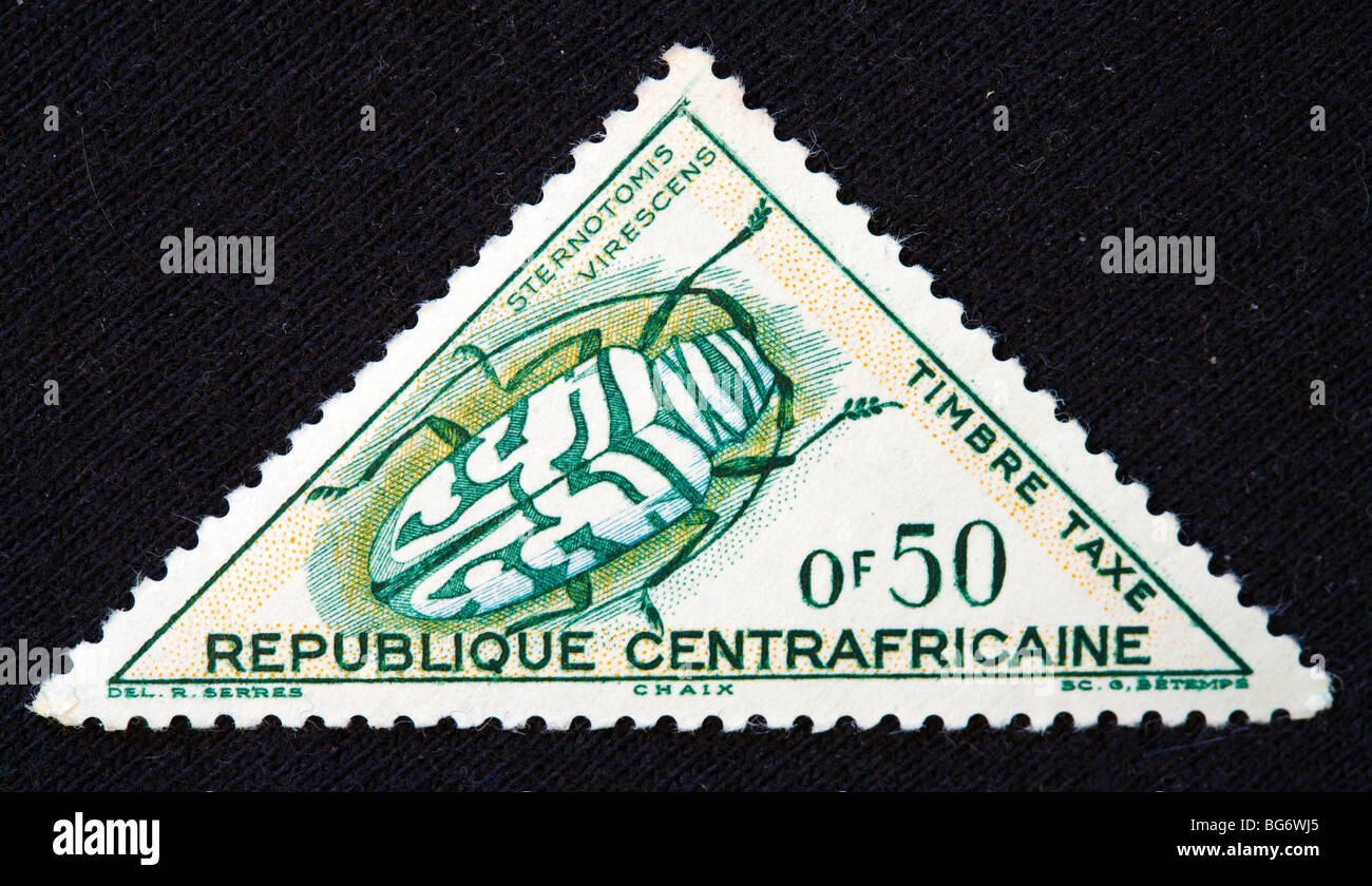 Sternotomis virscens, timbre-poste, République centrafricaine Banque D'Images