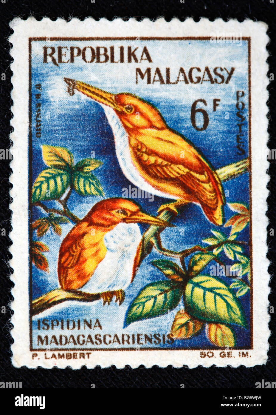 Ispidina madagascariensis, timbre-poste, Madagascar (Madagascar) Banque D'Images
