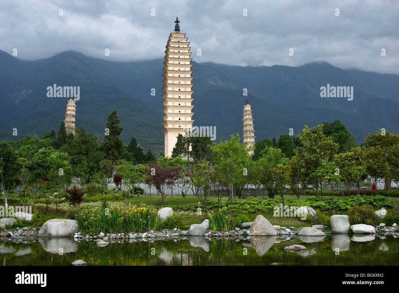 Trois pagodes de Dali, Yunnan, Chine Banque D'Images