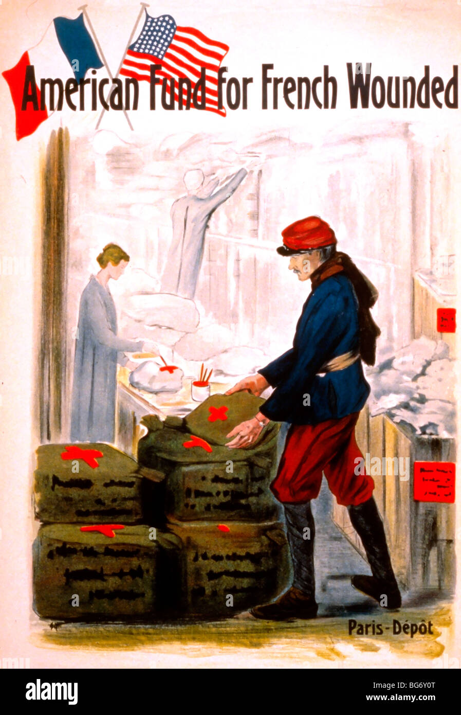 Fonds américain pour les blessés français - La Première Guerre mondiale Poster Banque D'Images