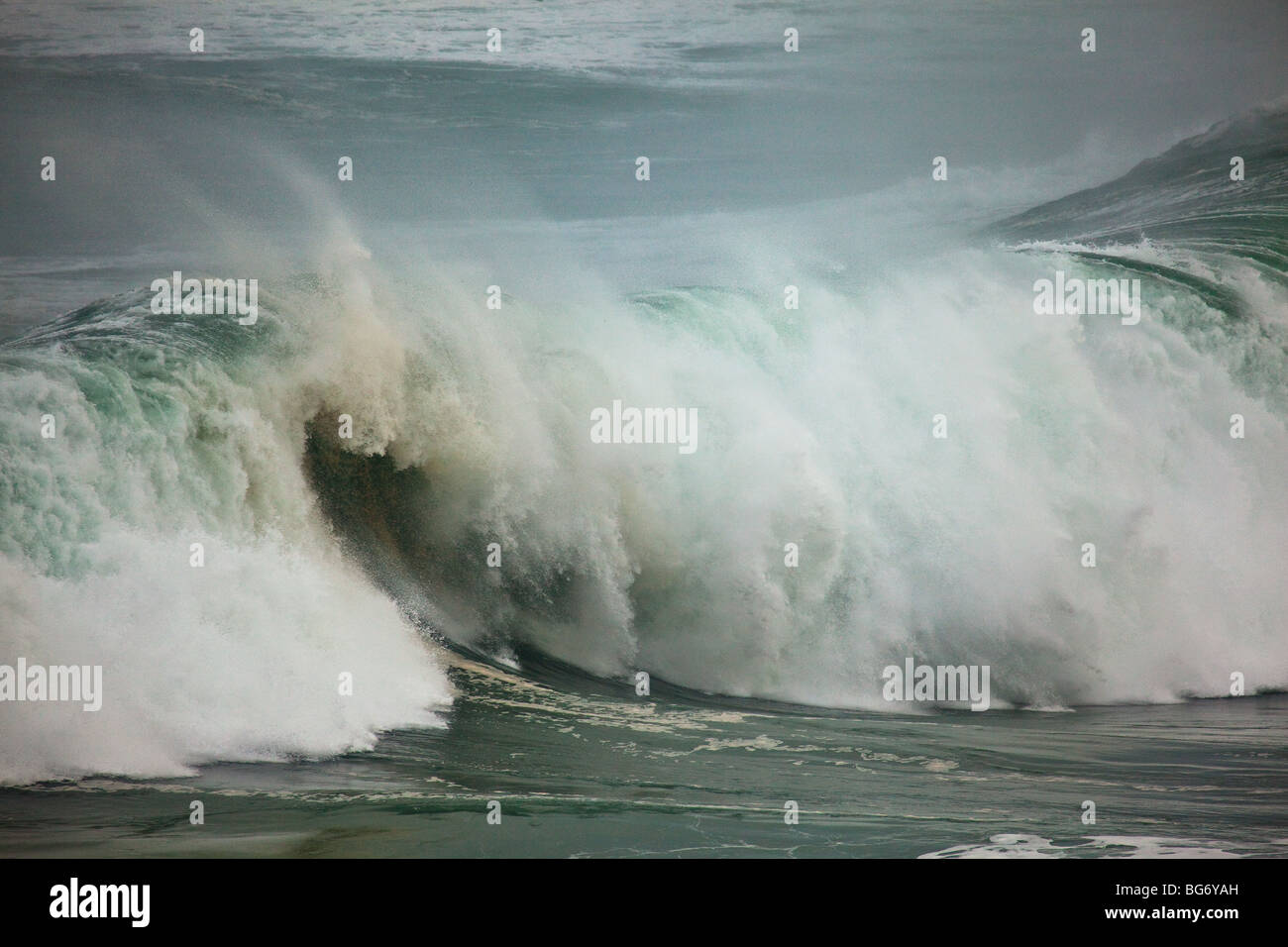 Surf sur la côte nord d'Oahu, Hawaii Banque D'Images