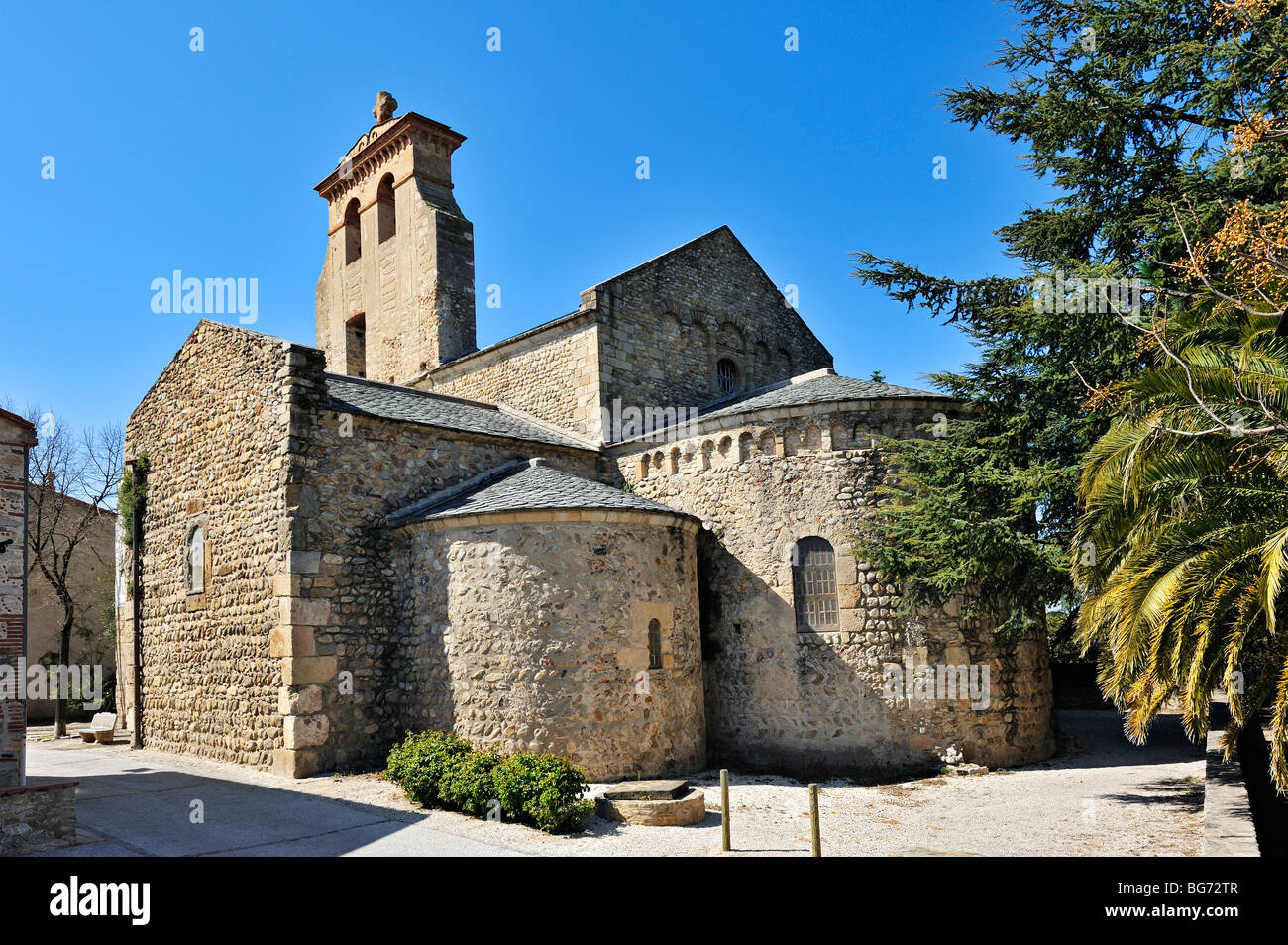 Saint André de Sorede ; l'église. Pyrénées Orientales, France. Banque D'Images