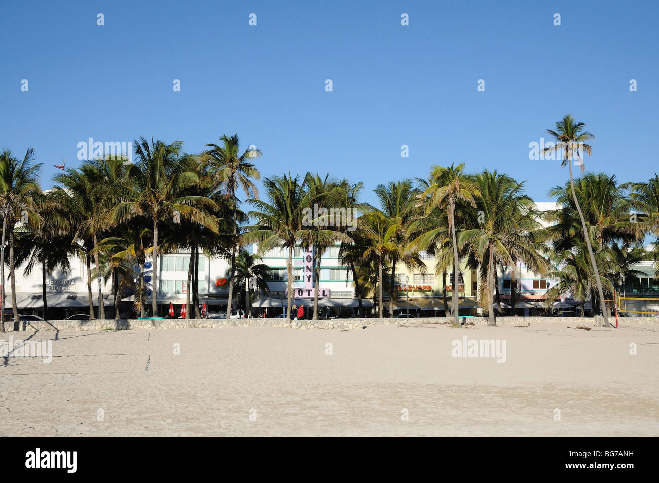 Ocean Drive dans le quartier Art déco de Miami South Beach, Florida USA Banque D'Images