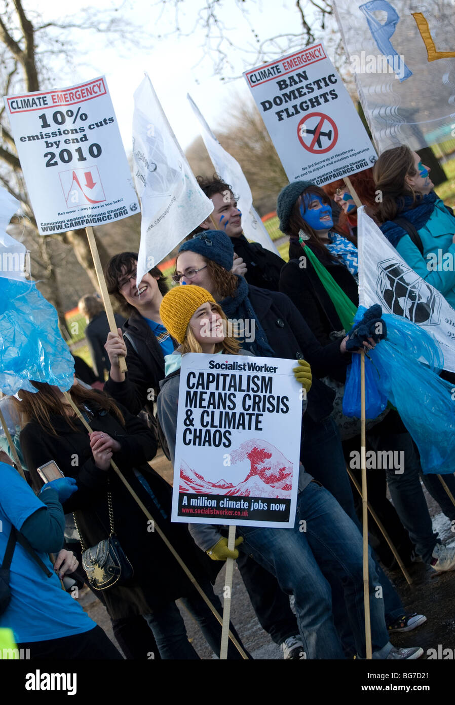 Un groupe de manifestants au climat d'urgence rally 2009 Banque D'Images