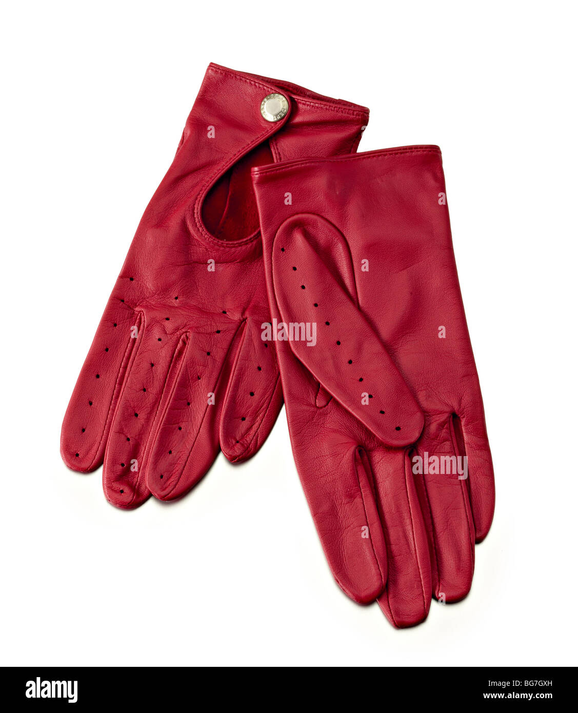 Mesdames cuir rouge gants style de conduite Banque D'Images