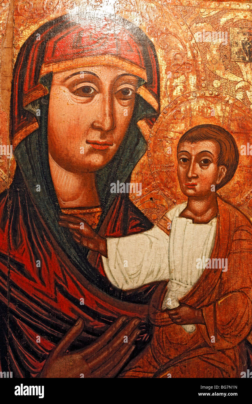 Sainte Vierge (16 siècle), l'icône de Volhynie, musée, Lutsk, Oblast de Volhynie, en Ukraine Banque D'Images