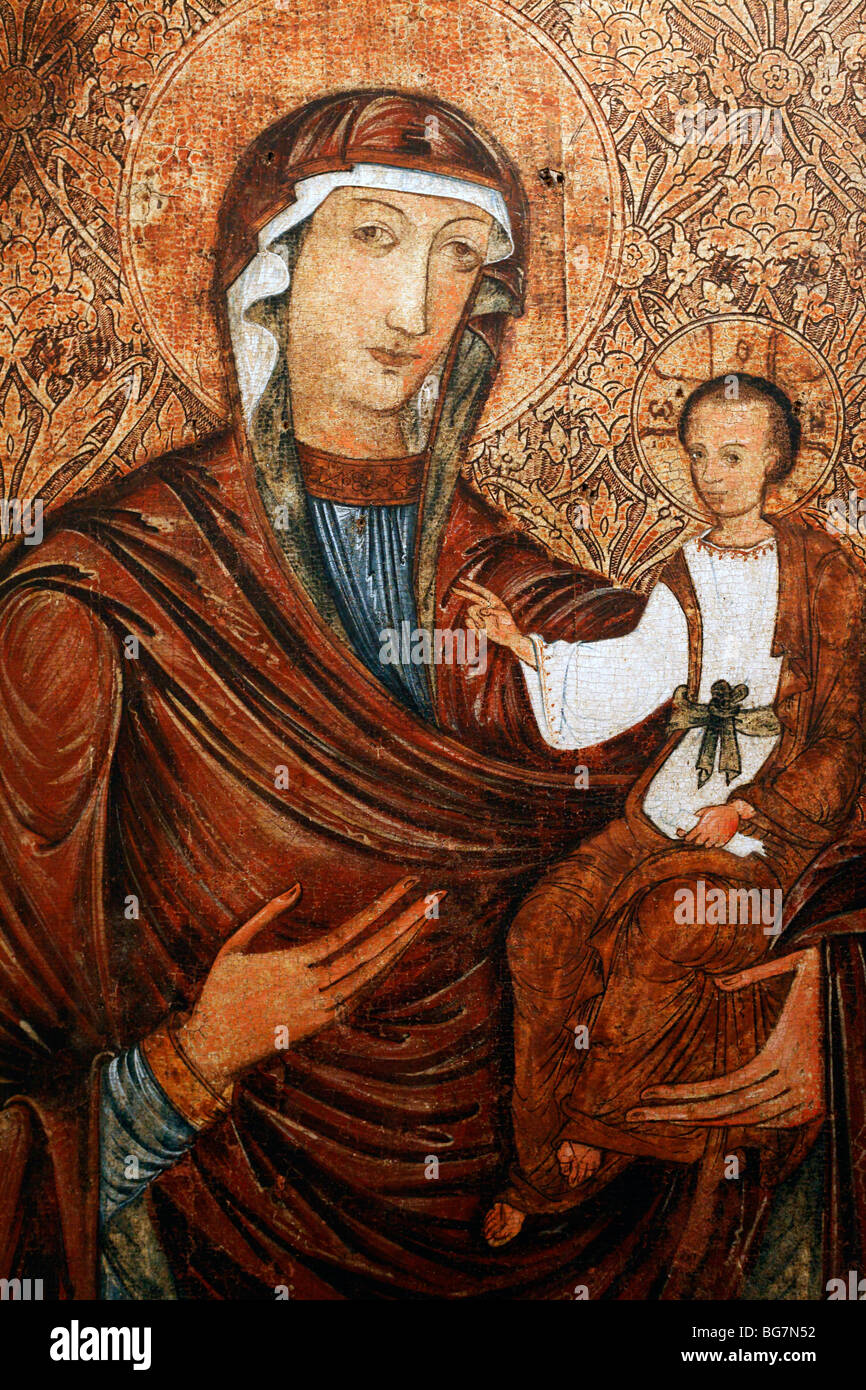 Sainte Vierge Hodiguitria (17 siècle), l'icône de Volhynie, musée, Lutsk, Oblast de Volhynie, en Ukraine Banque D'Images