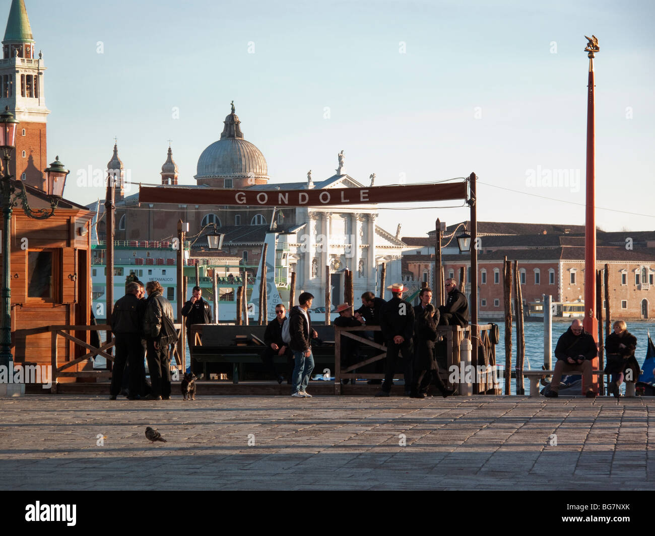 Venise, Italie, fin d'après-midi la station de télécabine de la lumière du soleil Banque D'Images