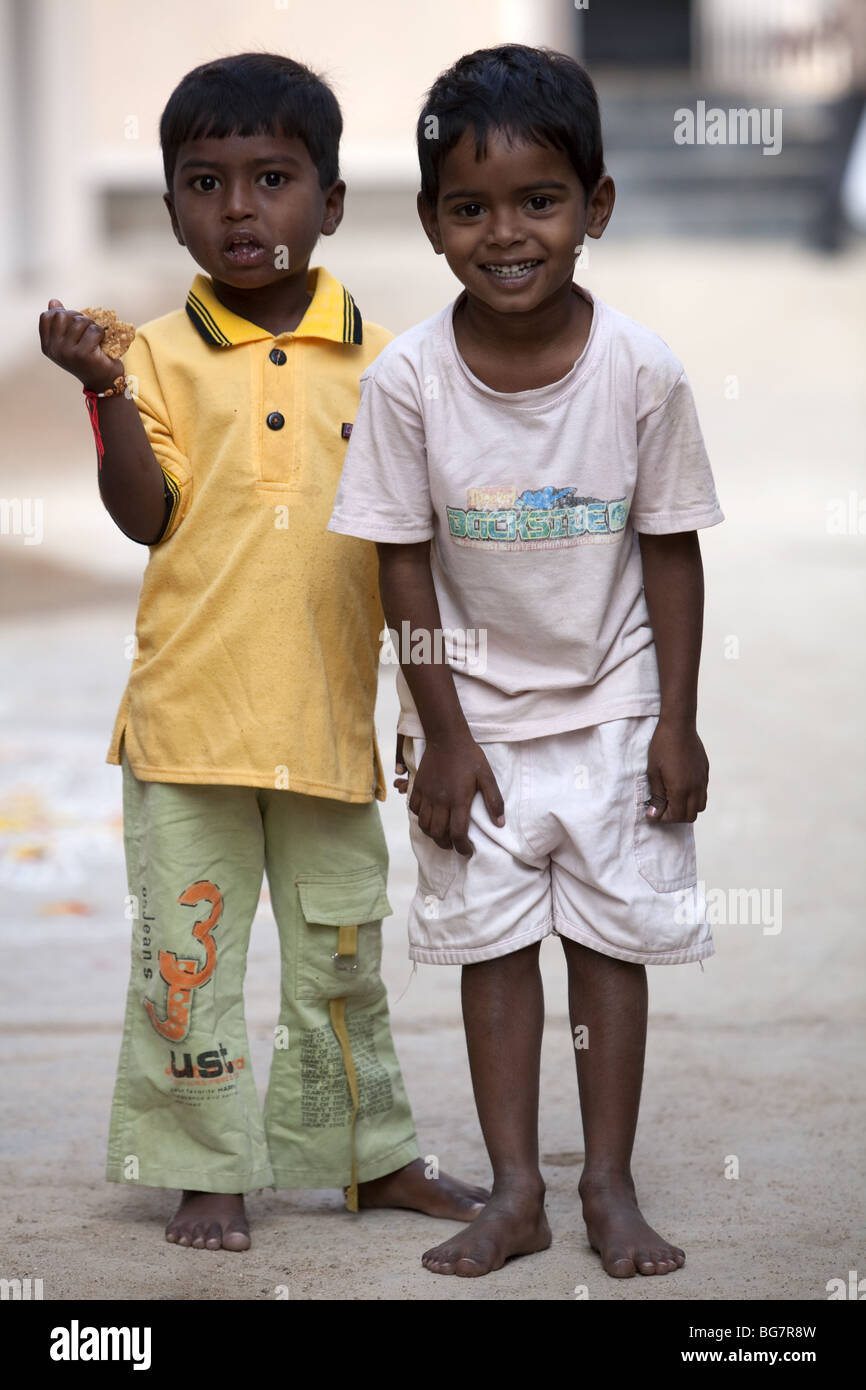 Deux enfants indiens en Inde Banque D'Images