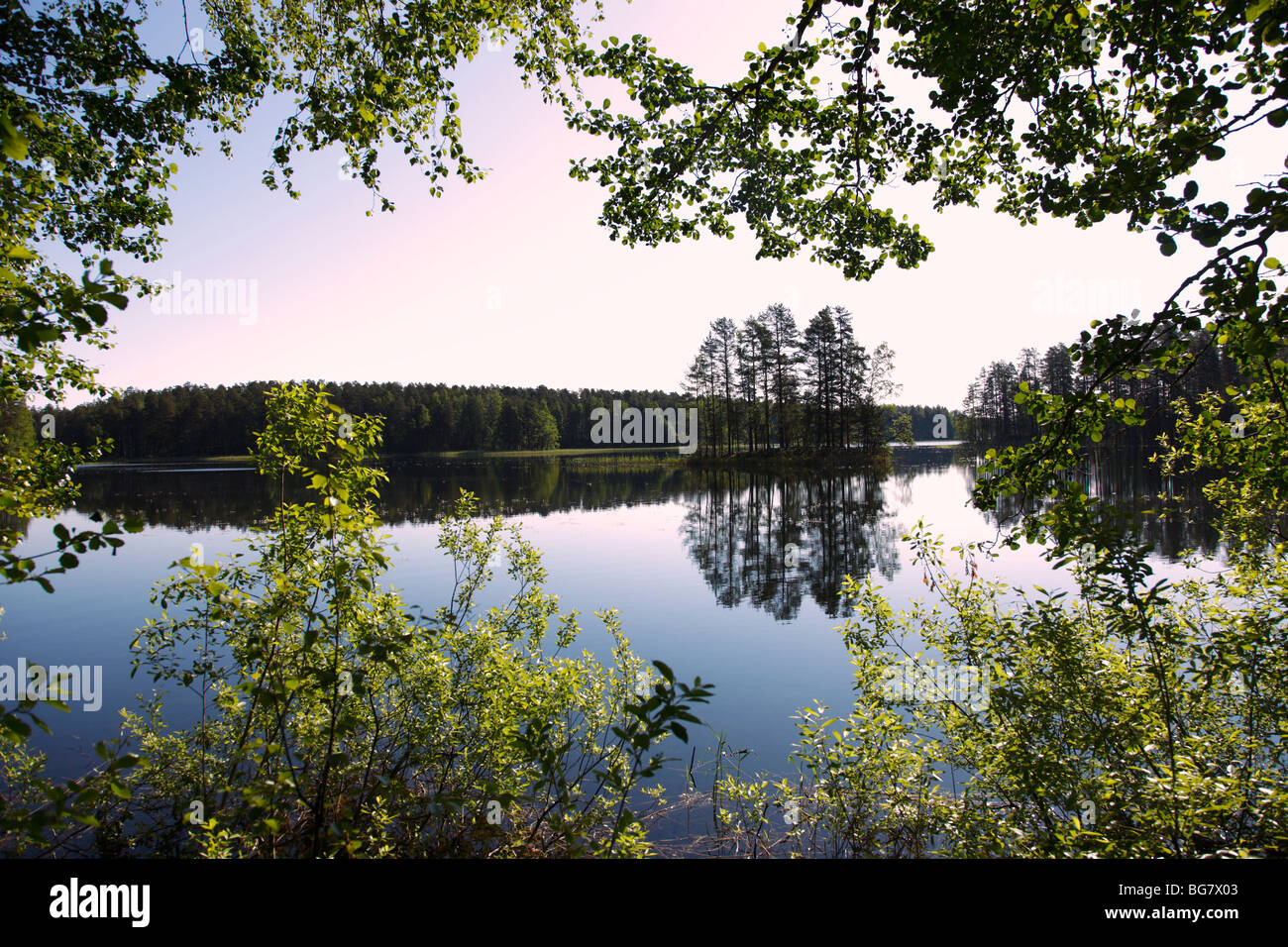 La région de Savonie du Sud Finlande Savonlinna Punkaharju Punkaharju Ridge Lake Saimaa Réserve naturelle du lac Puruvesi District Isla Banque D'Images