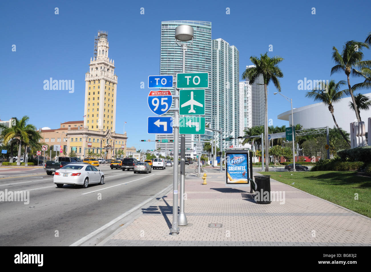 Paysage du centre-ville de Miami, Floride USA Banque D'Images