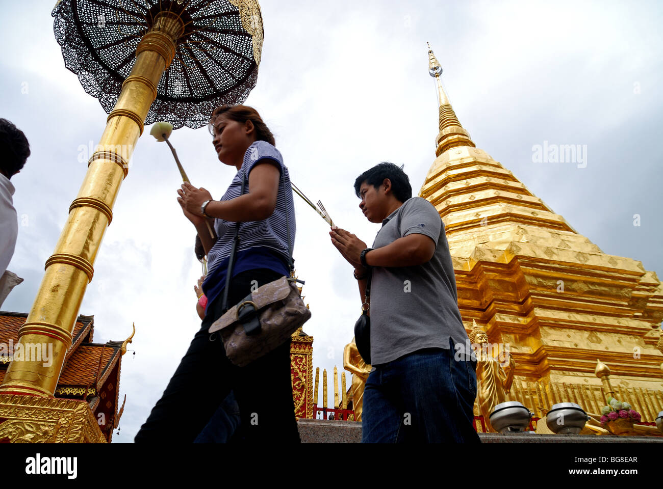 Signes significatifs de la Bouddhisme Theravada en Thaïlande. Banque D'Images