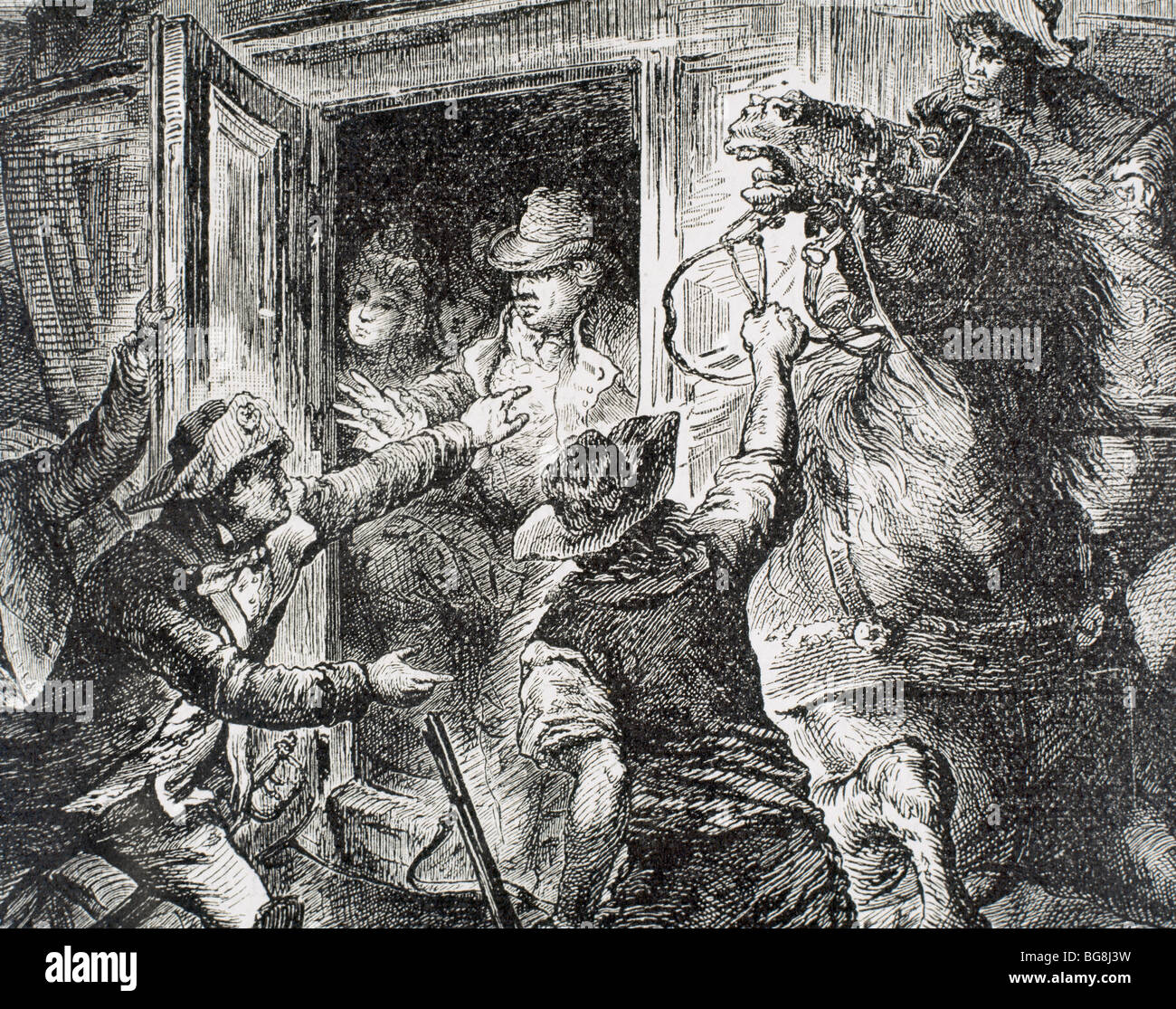 La détention de Louis XVI à Varennes. La France. Banque D'Images