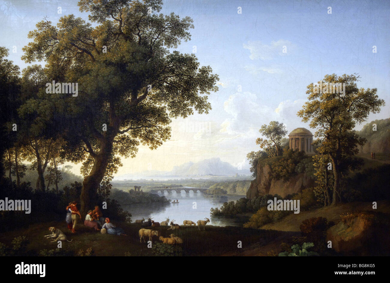 Jacob Philipp Hackert, (1737-1807). Peintre allemand. Paysage avec rivière. Banque D'Images