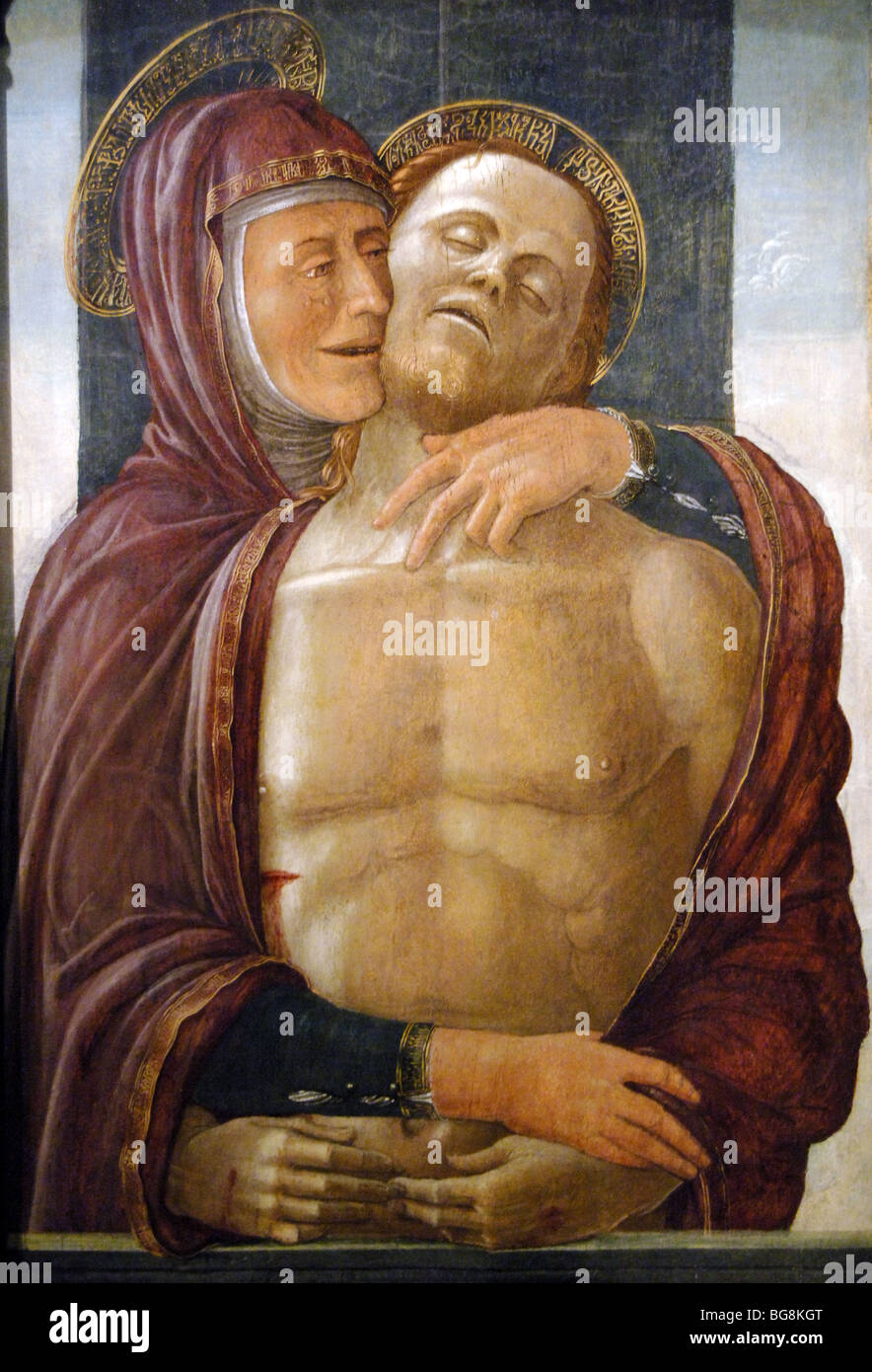 MONTAGNANA, Jacopo da (1440-/43-1499). Peintre italien. MADONNA ET LE CHRIST MORT. Tempera sur bois. Banque D'Images