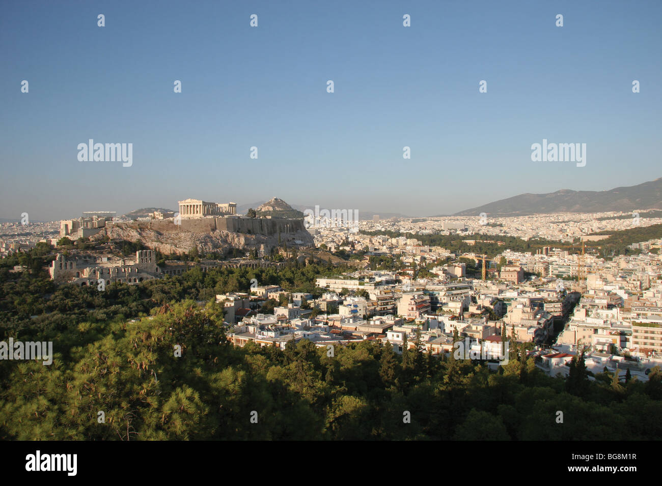 Athènes. Vue panoramique sur l'Acropole. L'Attique. Centre de la Grèce. Banque D'Images