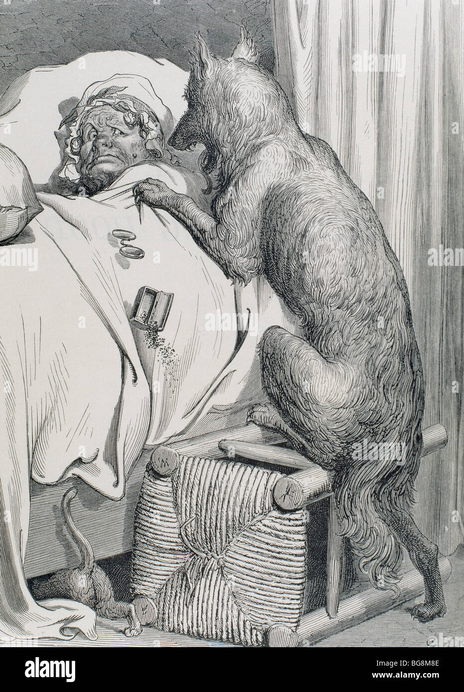 PERRAULT, Charles (Paris 1628-Paris, 1703). L'écrivain français. Le Petit Chaperon Rouge. Gravure de Gustave Dore . Banque D'Images