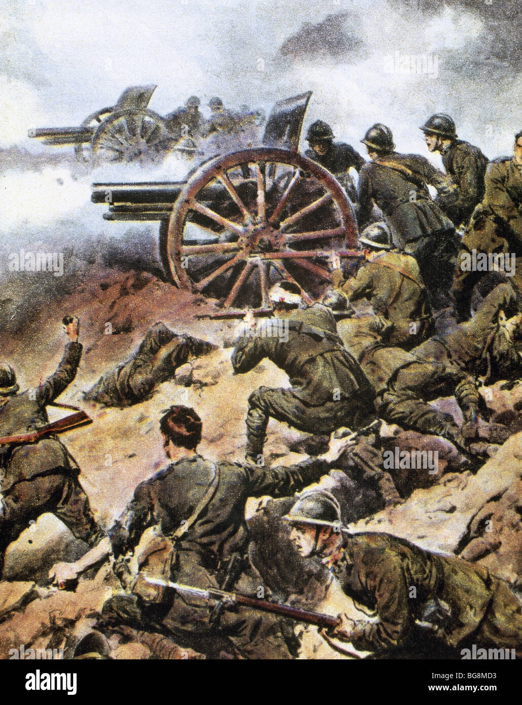 La Première Guerre mondiale (1914-1918). L'ARTILLERIE ITALIENNE DANS LA BATAILLE DU PIAVE. Banque D'Images