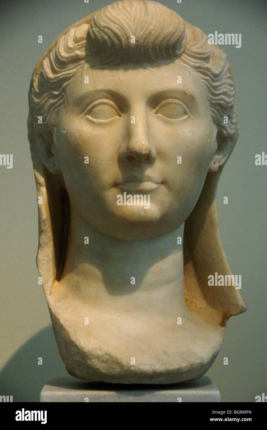 Livie (58 b.C-29 a.C). Dame romaine, épouse de l'empereur Auguste. Buste en marbre de Paros. Banque D'Images