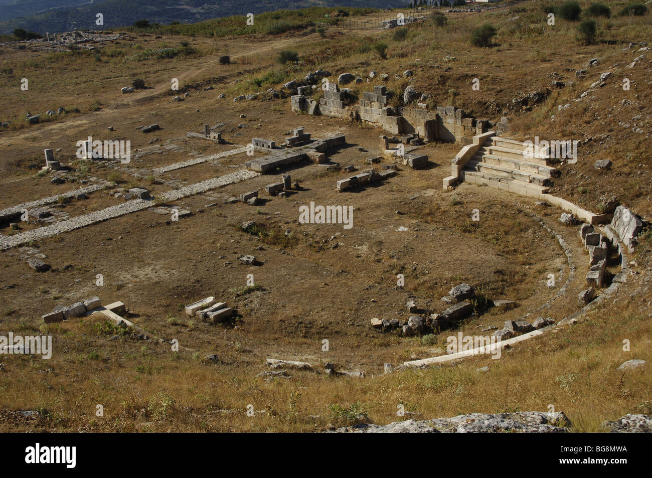 Byllis llyrian. ruines Théâtre de la ville. L'Albanie. Banque D'Images