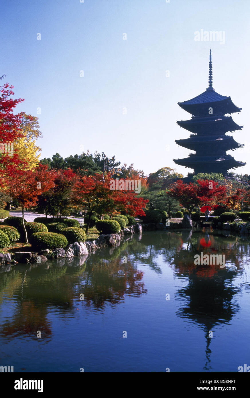 Jardin oriental à l'automne dans l'enceinte du temple Toji. La période Edo. Le Japon. Banque D'Images