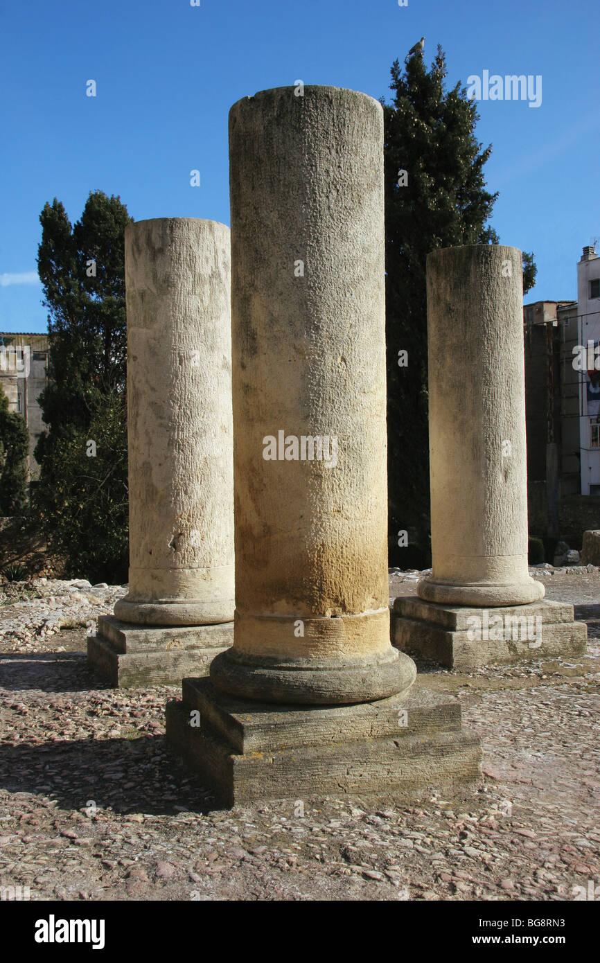 Forum Forum Local ou coloniale. Des colonnes corinthiennes. Tarragone. La Catalogne. L'Espagne. Banque D'Images