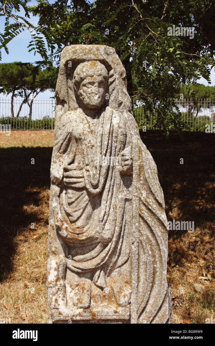 Ostia Antica. Vestiges romains sarcophage. Citoyens romains avocat. L'Italie. L'Europe. Banque D'Images