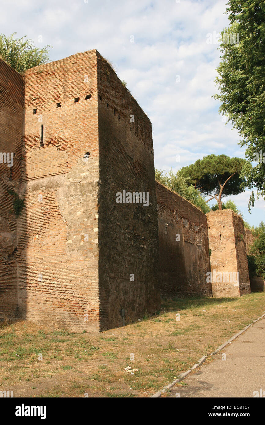 Art romain d'Aurélien (Mura Aureliane). Banque D'Images