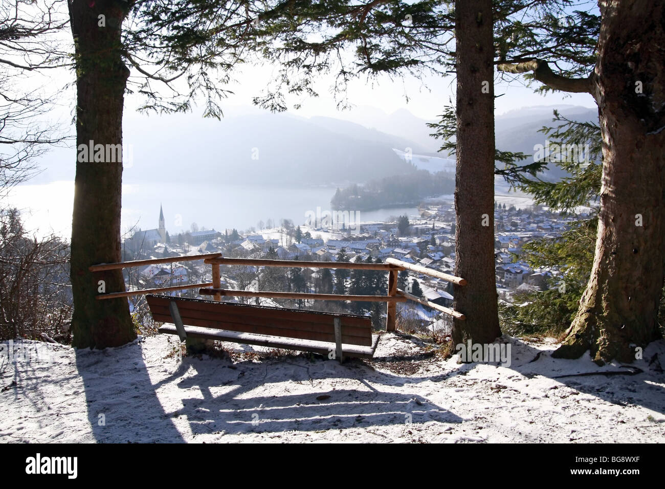 Banc dans les Alpes Banque D'Images