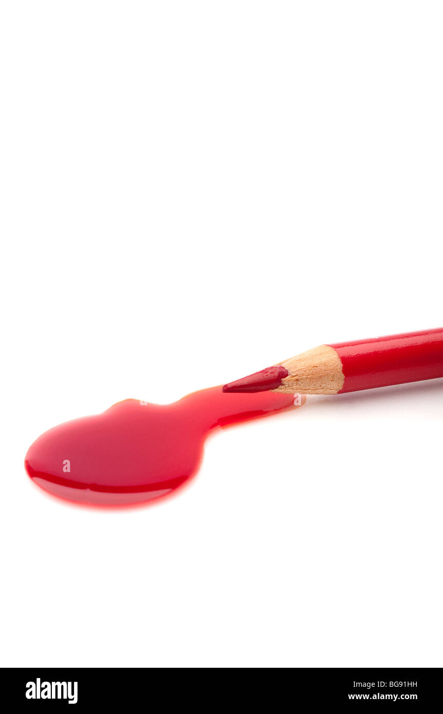 Un crayon rouge sang et sang correspondant Banque D'Images