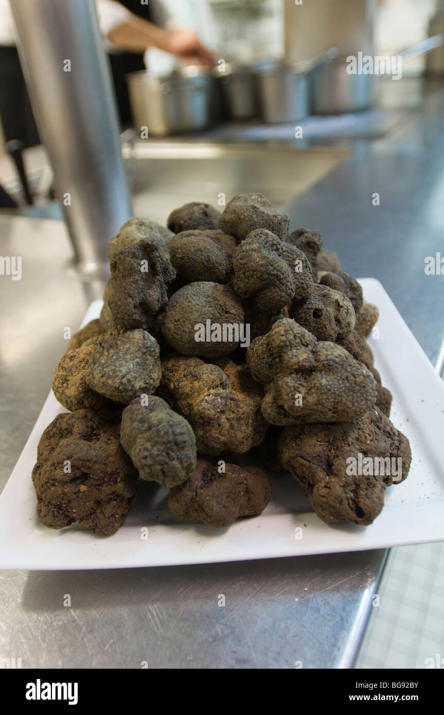 Truffes françaises dans une cuisine de restaurant en Avignon, France, prêt pour la préparation Banque D'Images