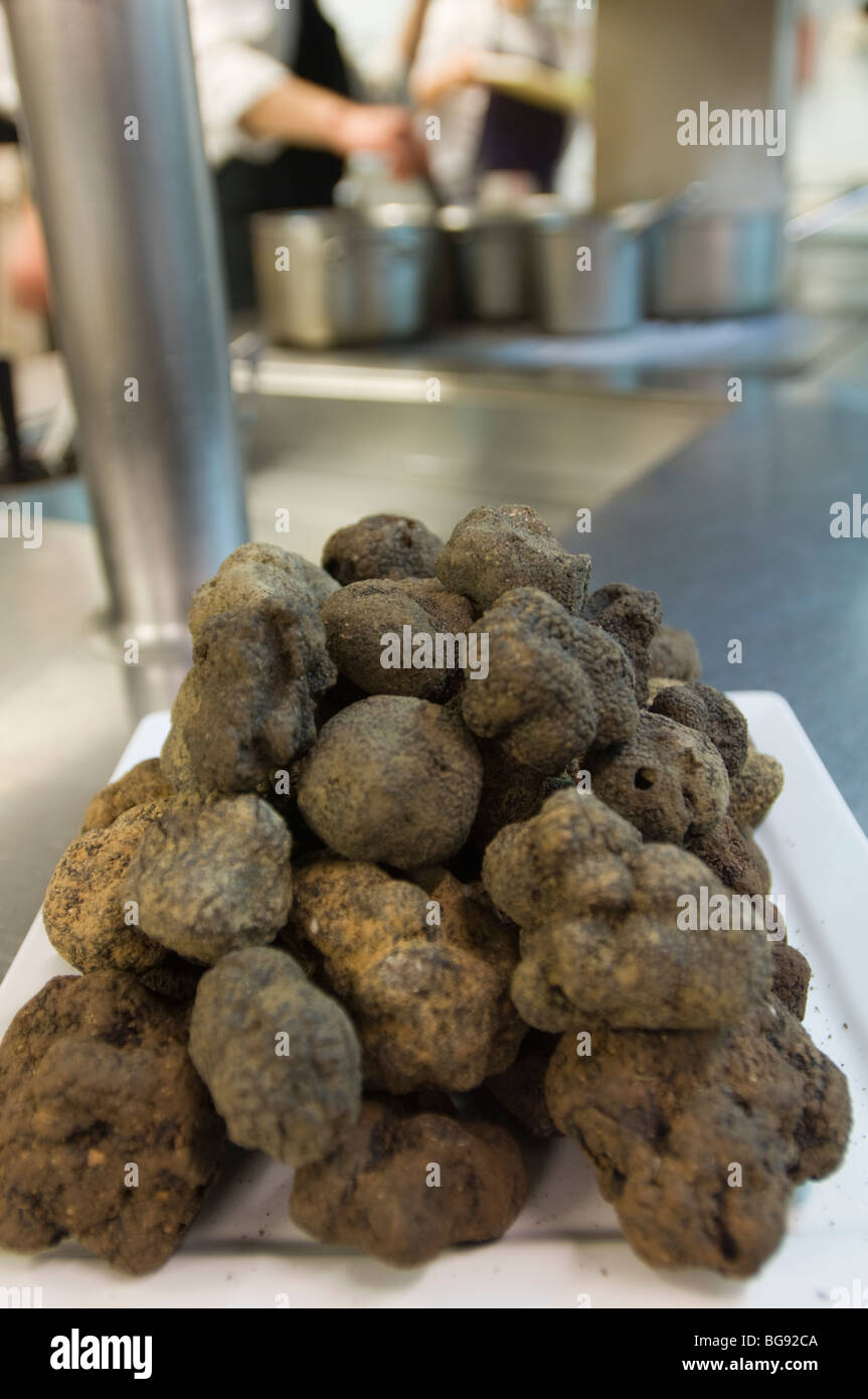 Truffes françaises dans une cuisine de restaurant en Avignon, France, prêt pour la préparation Banque D'Images