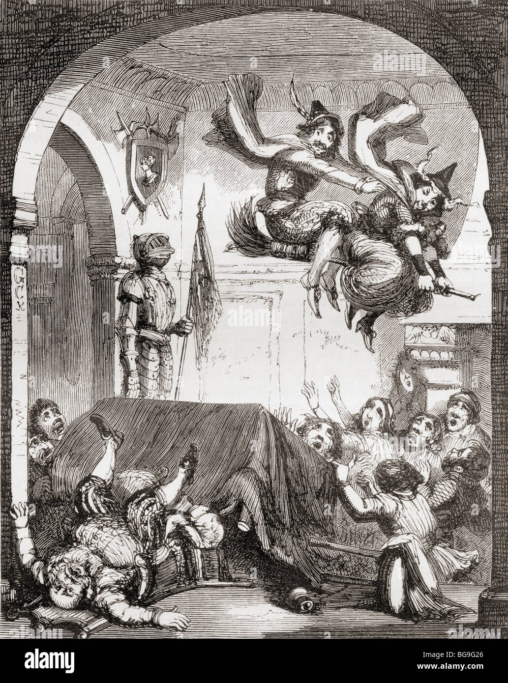 Illustration par George Cruikshank au poème les sorcières s'ébattre. Banque D'Images