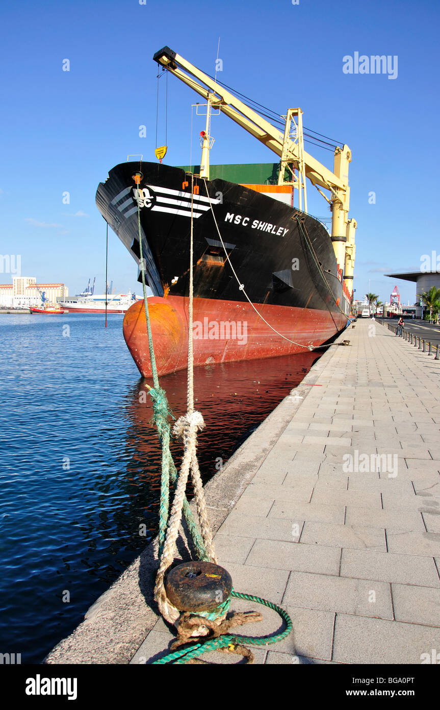 MSC Shirley Cargo Navire amarré, Puerto de Las Palmas, Grande Canarie, Las Palmas de Gran Canaria, Îles Canaries, Espagne Banque D'Images