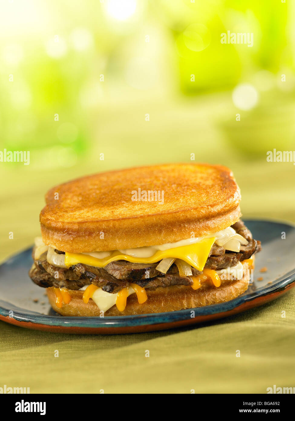 Steak Sandwich fondre au levain Banque D'Images