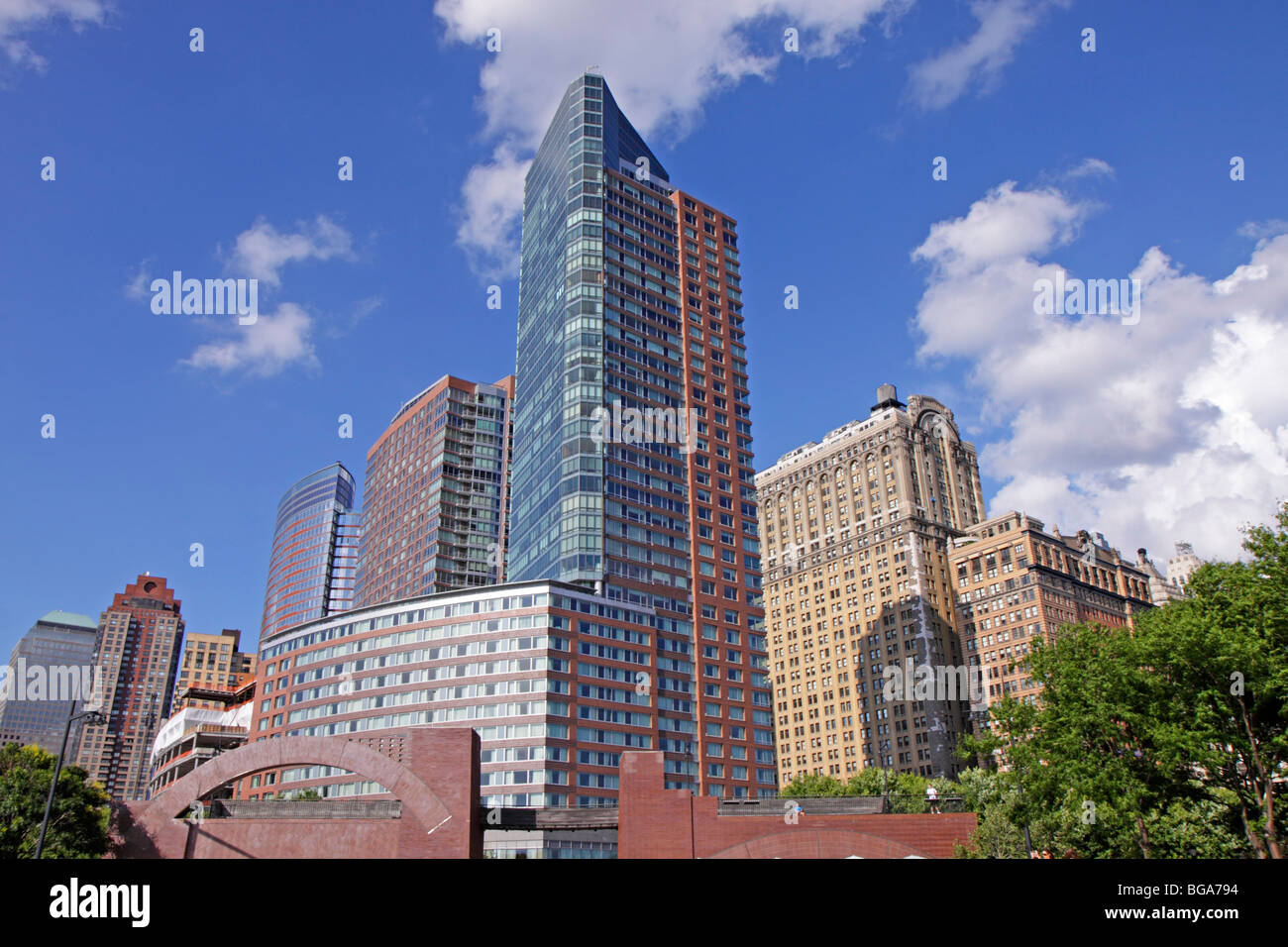 Les bâtiments de grande hauteur à proximité de Battery Park, à Manhattan, New York, United States Banque D'Images