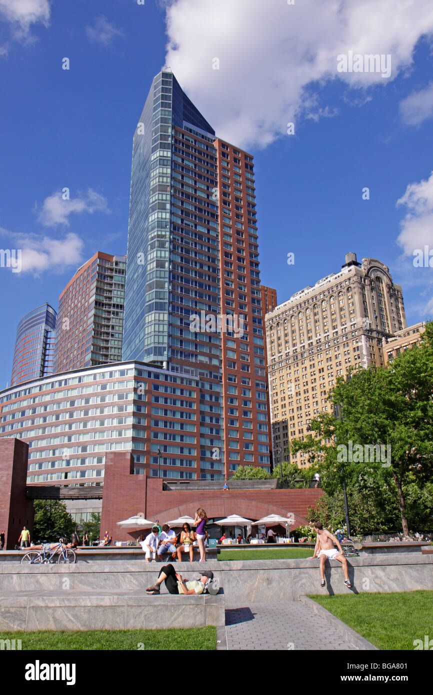 Les bâtiments de grande hauteur à proximité de Battery Park, à Manhattan, New York, United States Banque D'Images