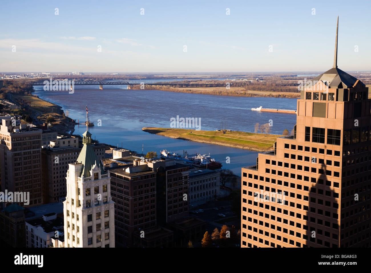 Vue aérienne du centre-ville de Memphis, Tennessee, USA. Banque D'Images