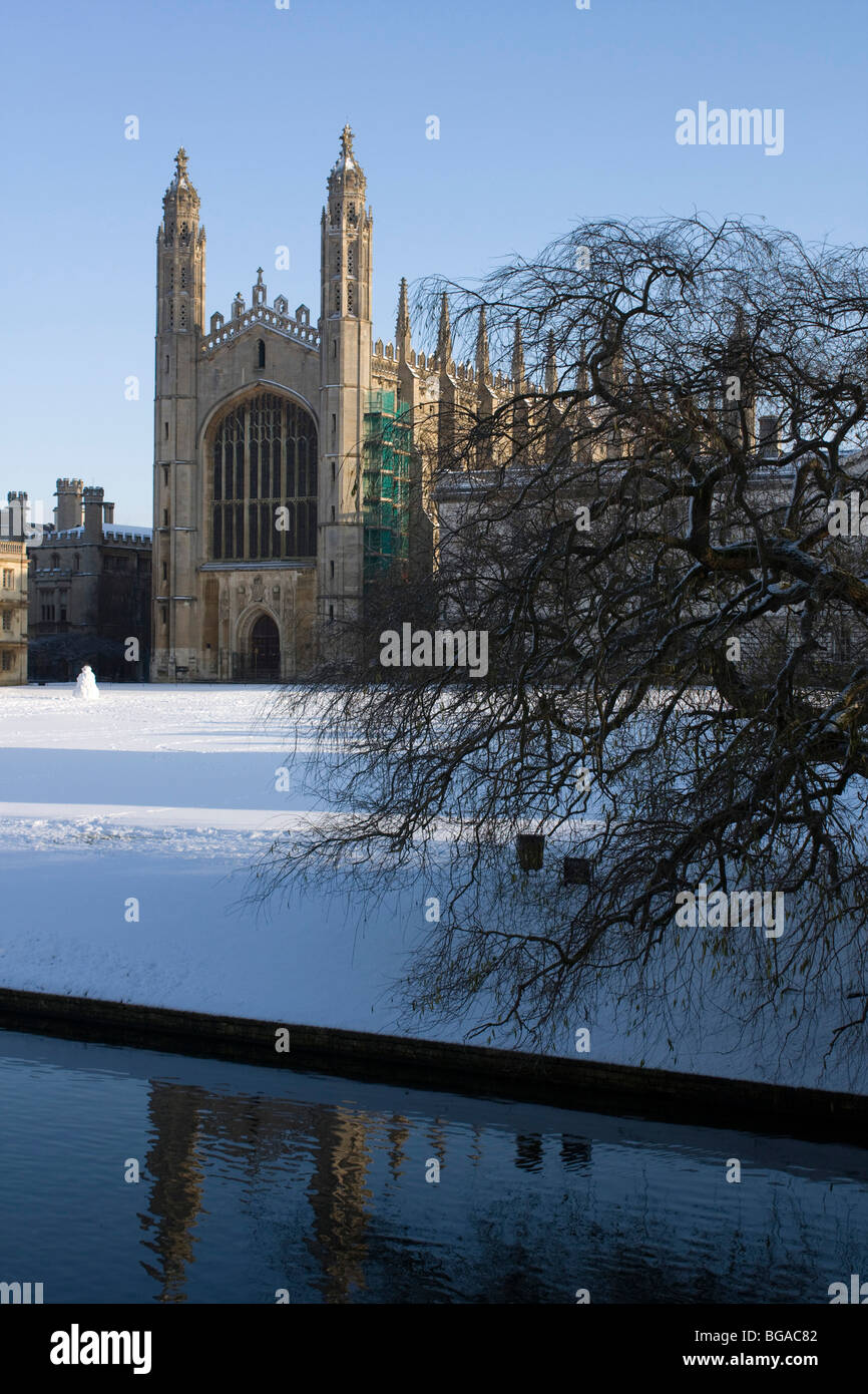 King's College, Cambridge cambridgeshire angleterre neige hiver Banque D'Images