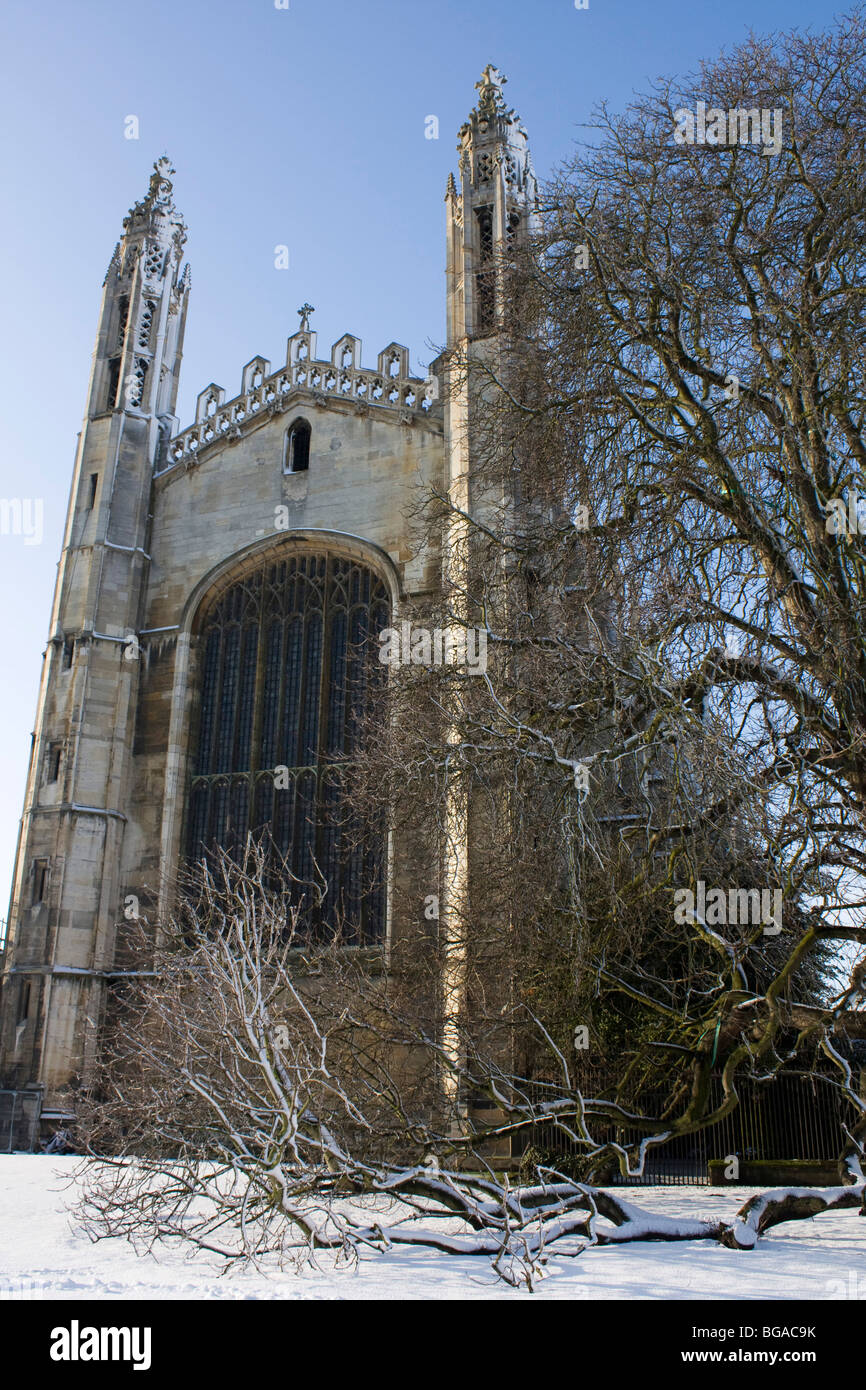 King's College, Cambridge cambridgeshire angleterre neige hiver Banque D'Images