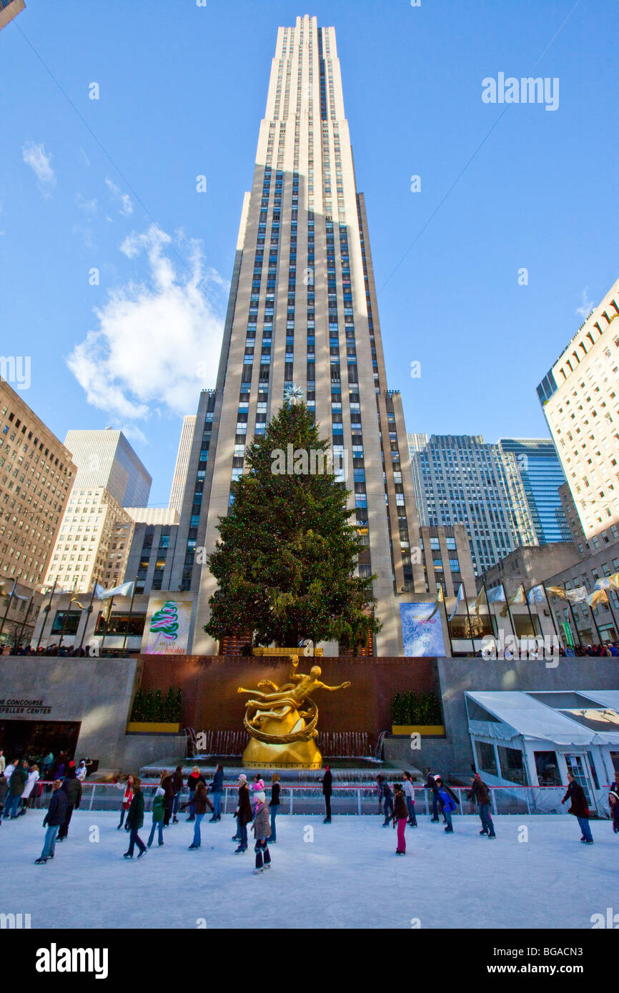 Noël au Rockefeller Center de Manhattan, New York City Banque D'Images